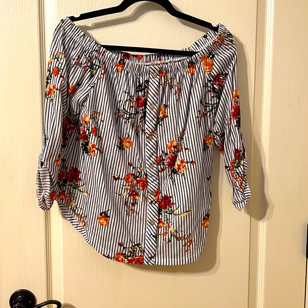Off the shoulder blouse.